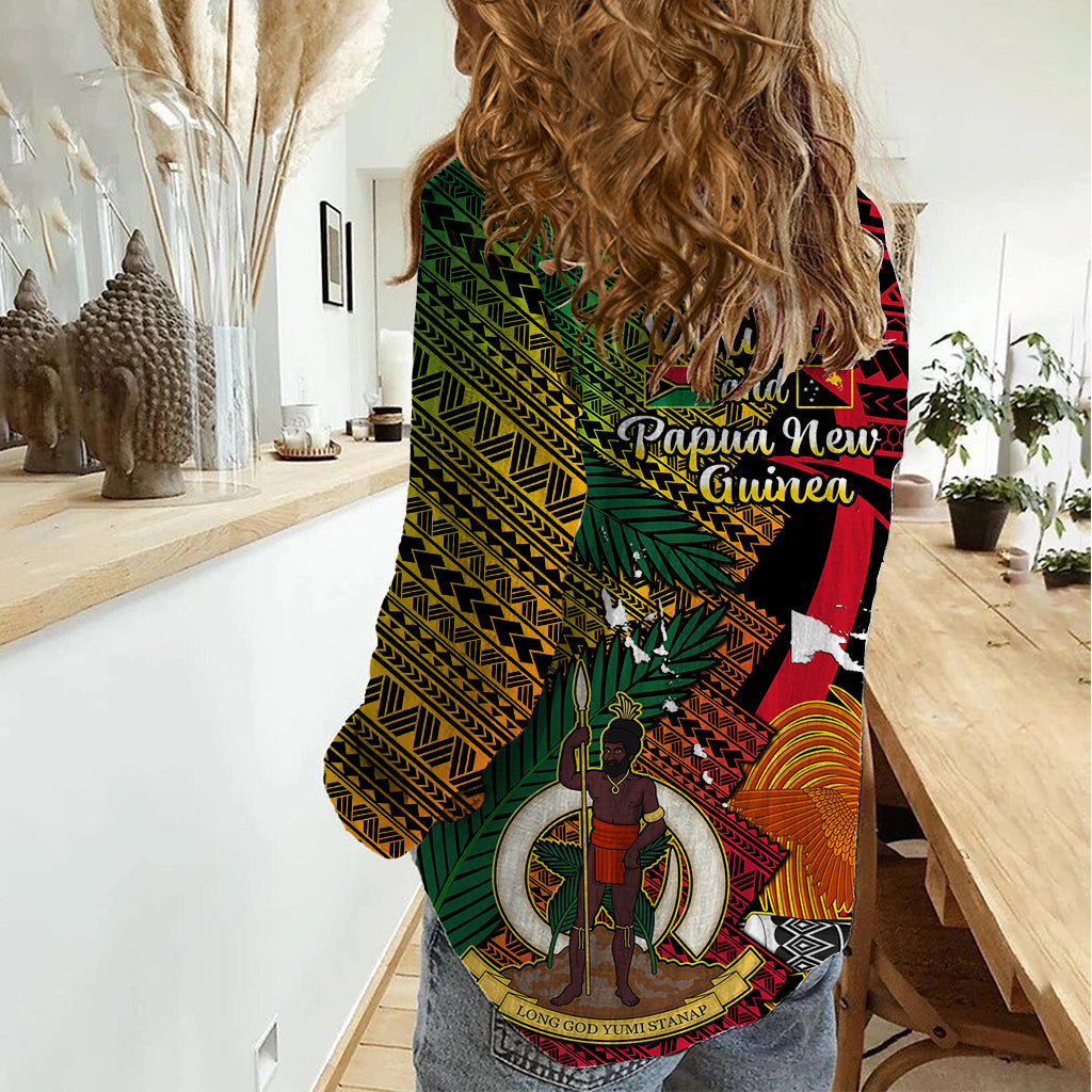 Vanuatu and Papua New Guinea Women Casual Shirt Vanuatuan With PNG Polynesian Pattern - Vibe Hoodie Shop