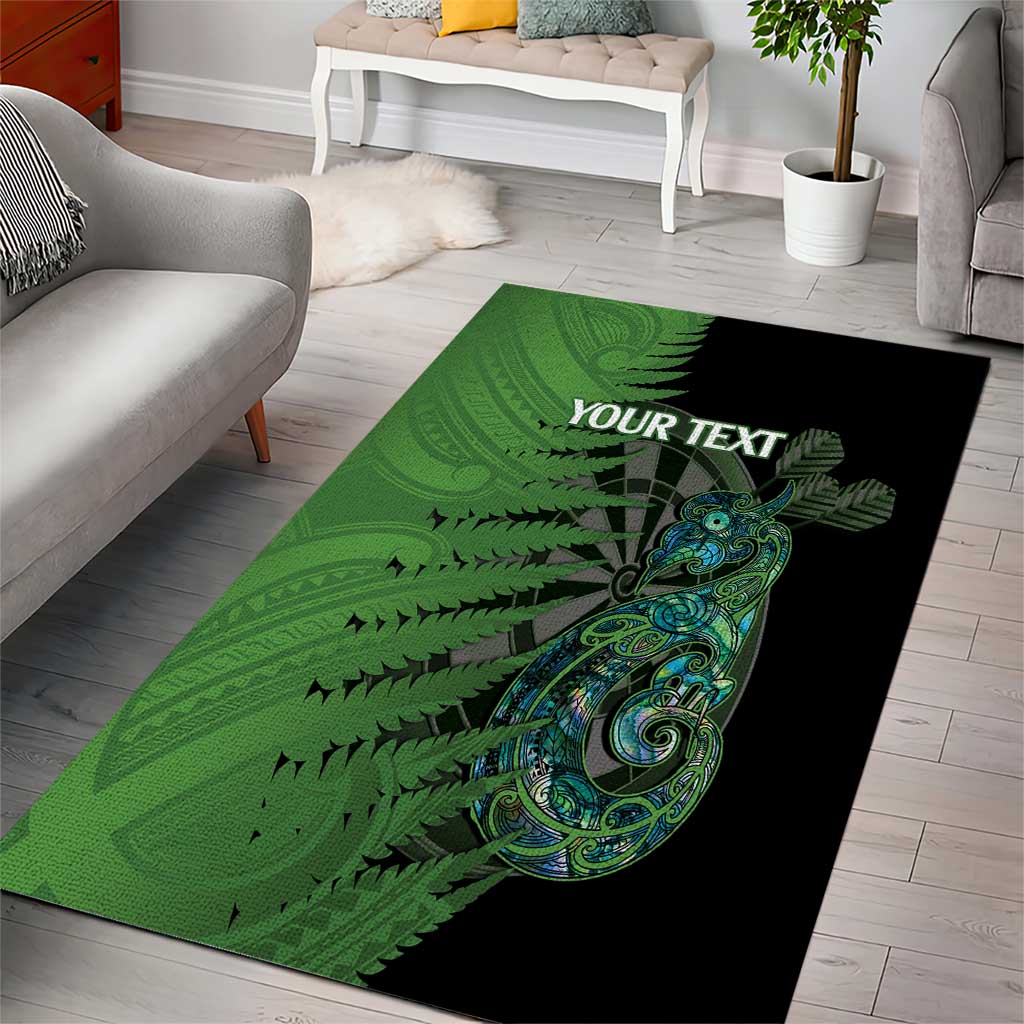 Personalised New Zealand Darts Area Rug Aotearoa Maori Fern Mix Manaia Tattoo - Vibe Hoodie Shop