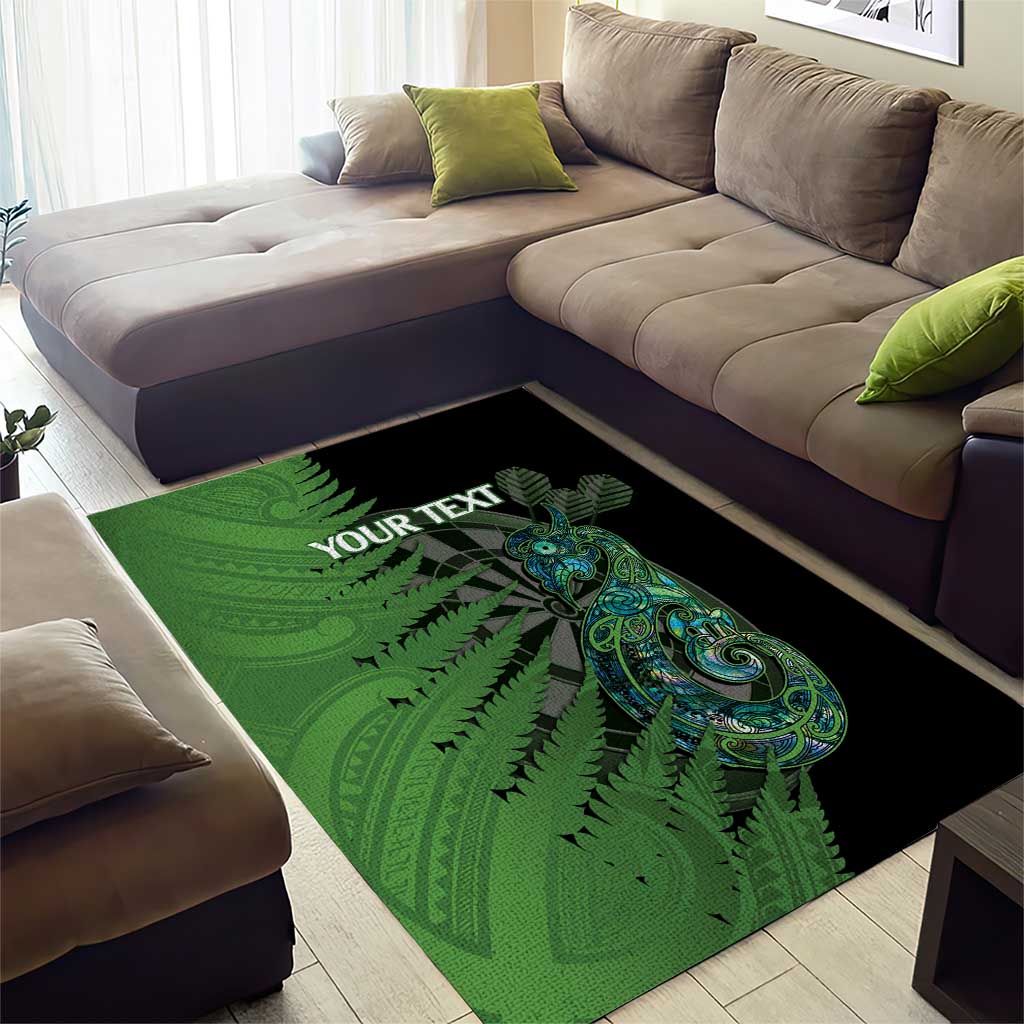 Personalised New Zealand Darts Area Rug Aotearoa Maori Fern Mix Manaia Tattoo - Vibe Hoodie Shop