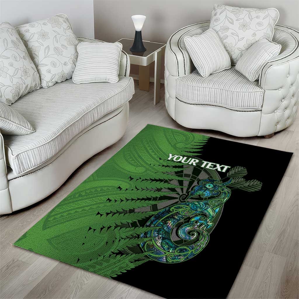 Personalised New Zealand Darts Area Rug Aotearoa Maori Fern Mix Manaia Tattoo - Vibe Hoodie Shop