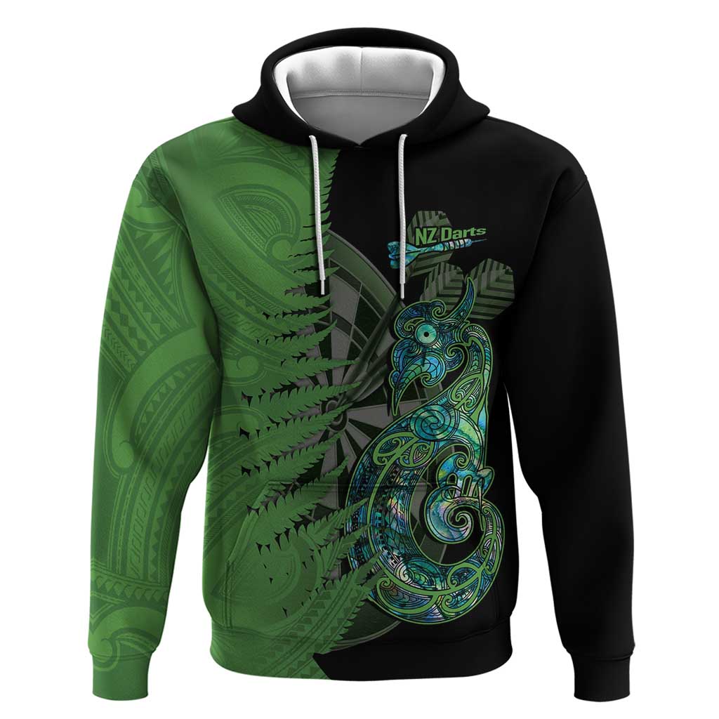 Personalised New Zealand Darts Hoodie Aotearoa Maori Fern Mix Manaia Tattoo - Vibe Hoodie Shop