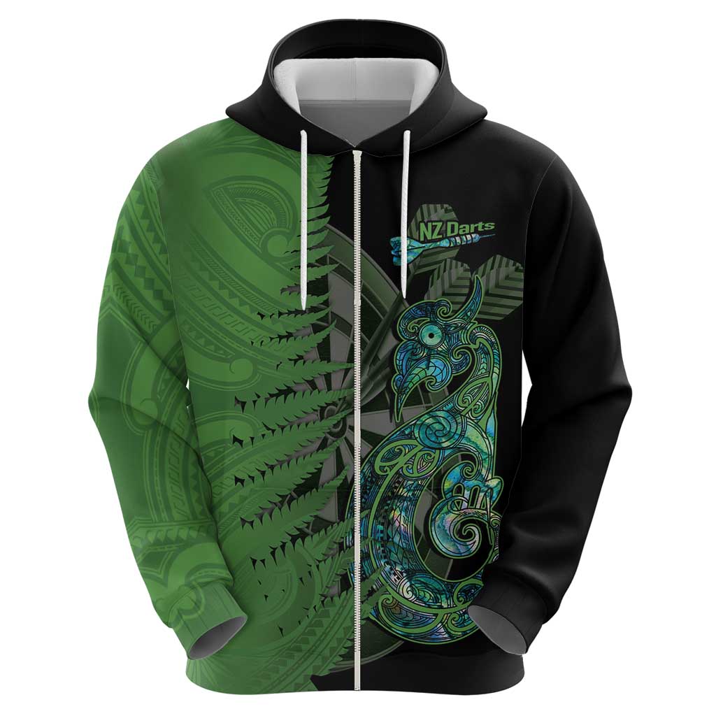 Personalised New Zealand Darts Hoodie Aotearoa Maori Fern Mix Manaia Tattoo - Vibe Hoodie Shop