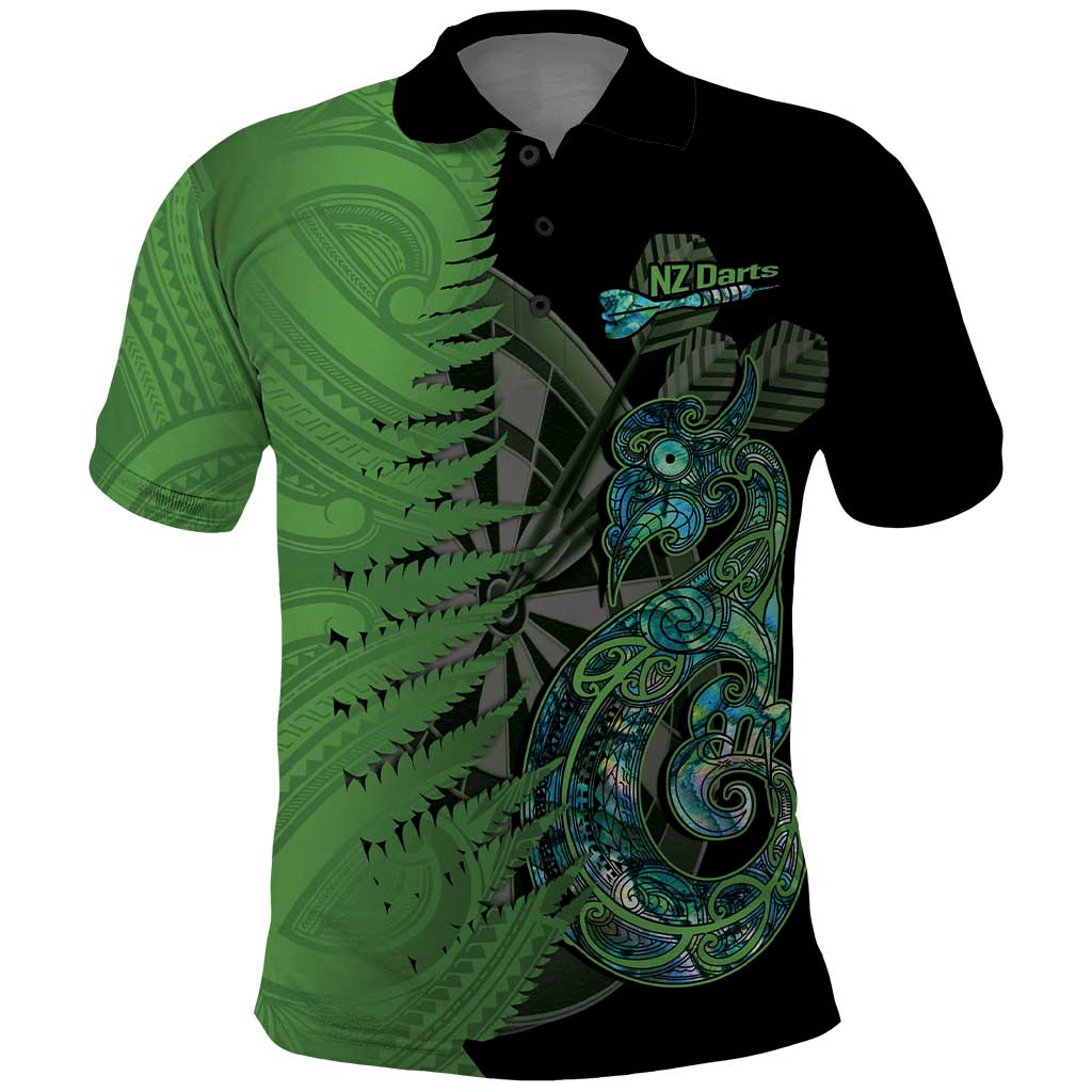 Personalised New Zealand Darts Polo Shirt Aotearoa Maori Fern Mix Manaia Tattoo - Vibe Hoodie Shop