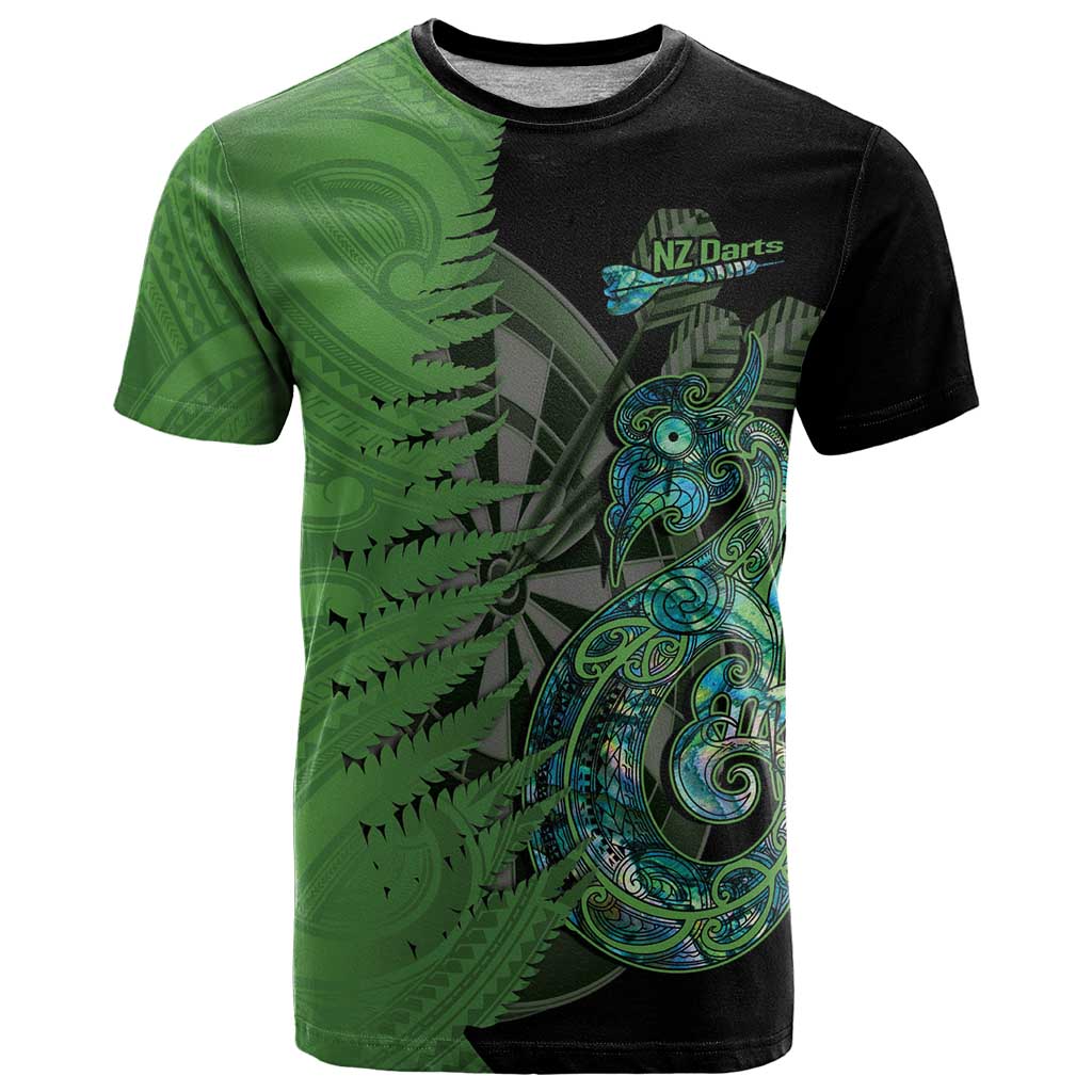 Personalised New Zealand Darts T Shirt Aotearoa Maori Fern Mix Manaia Tattoo - Vibe Hoodie Shop