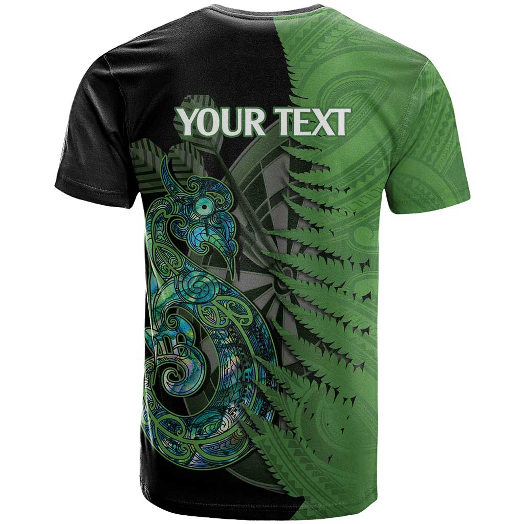 Personalised New Zealand Darts T Shirt Aotearoa Maori Fern Mix Manaia Tattoo - Vibe Hoodie Shop