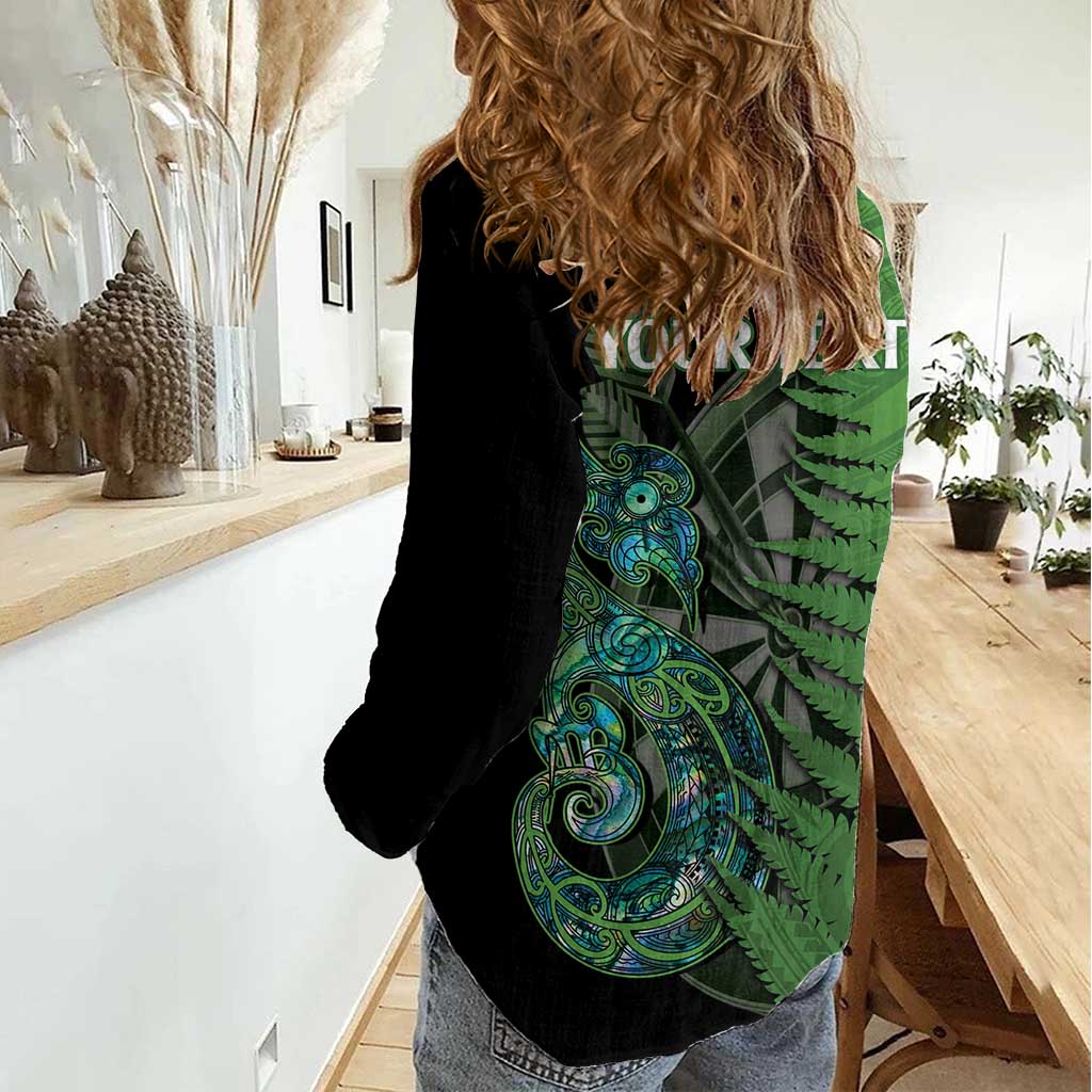 Personalised New Zealand Darts Women Casual Shirt Aotearoa Maori Fern Mix Manaia Tattoo - Vibe Hoodie Shop