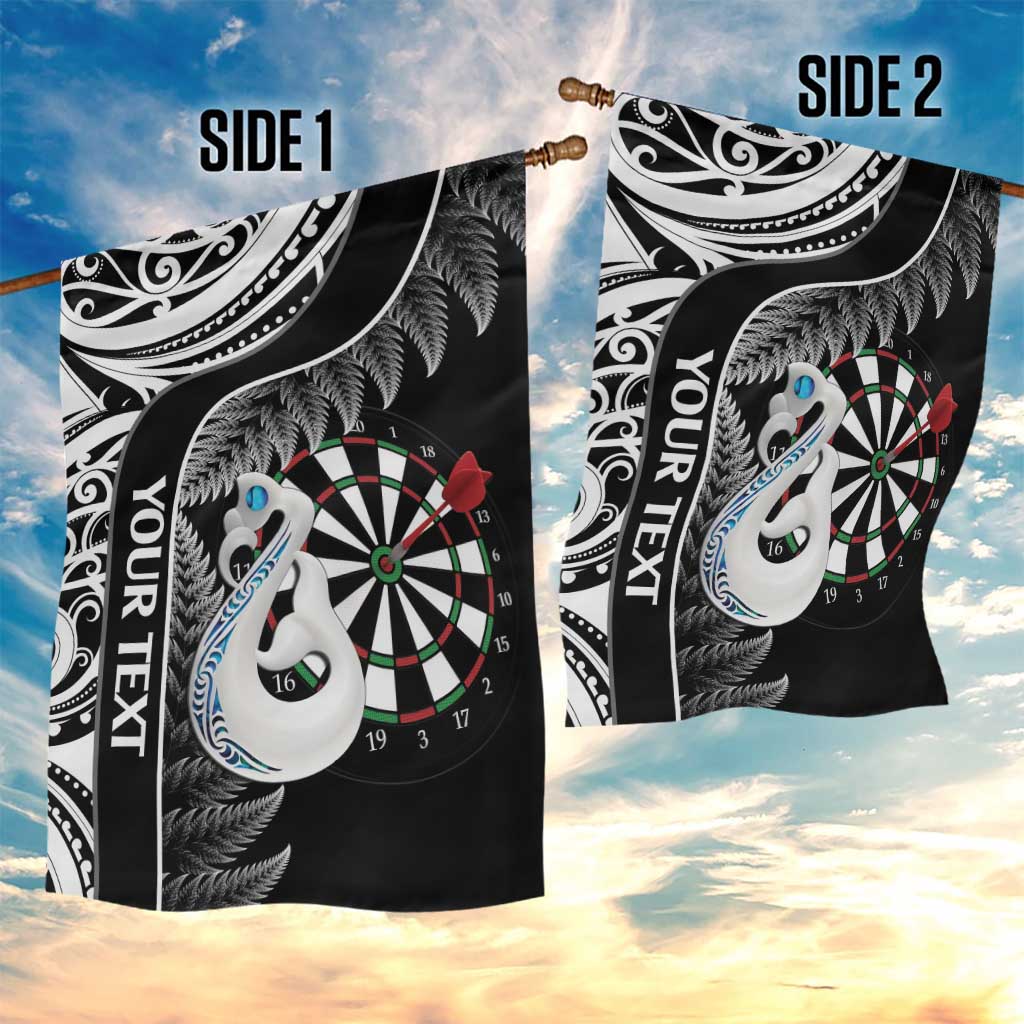 Personalised New Zealand Darts Garden Flag Aotearoa Fern Mix Paua Shell Manaia - Black - Vibe Hoodie Shop