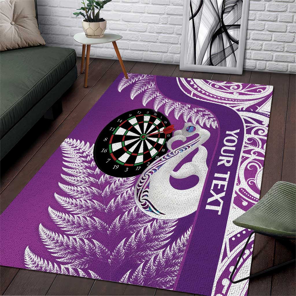 Personalised New Zealand Darts Area Rug Aotearoa Fern Mix Paua Shell Manaia - Purple - Vibe Hoodie Shop