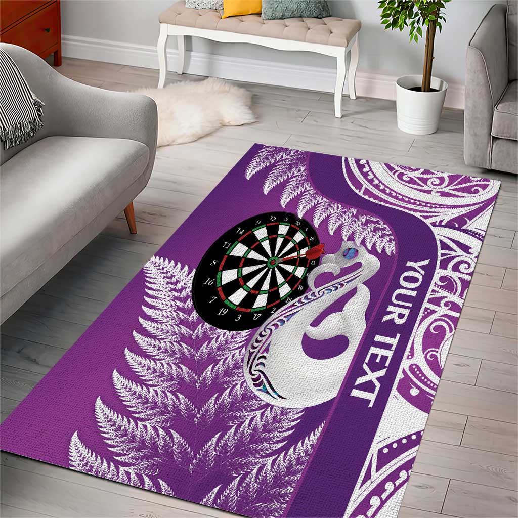 Personalised New Zealand Darts Area Rug Aotearoa Fern Mix Paua Shell Manaia - Purple - Vibe Hoodie Shop