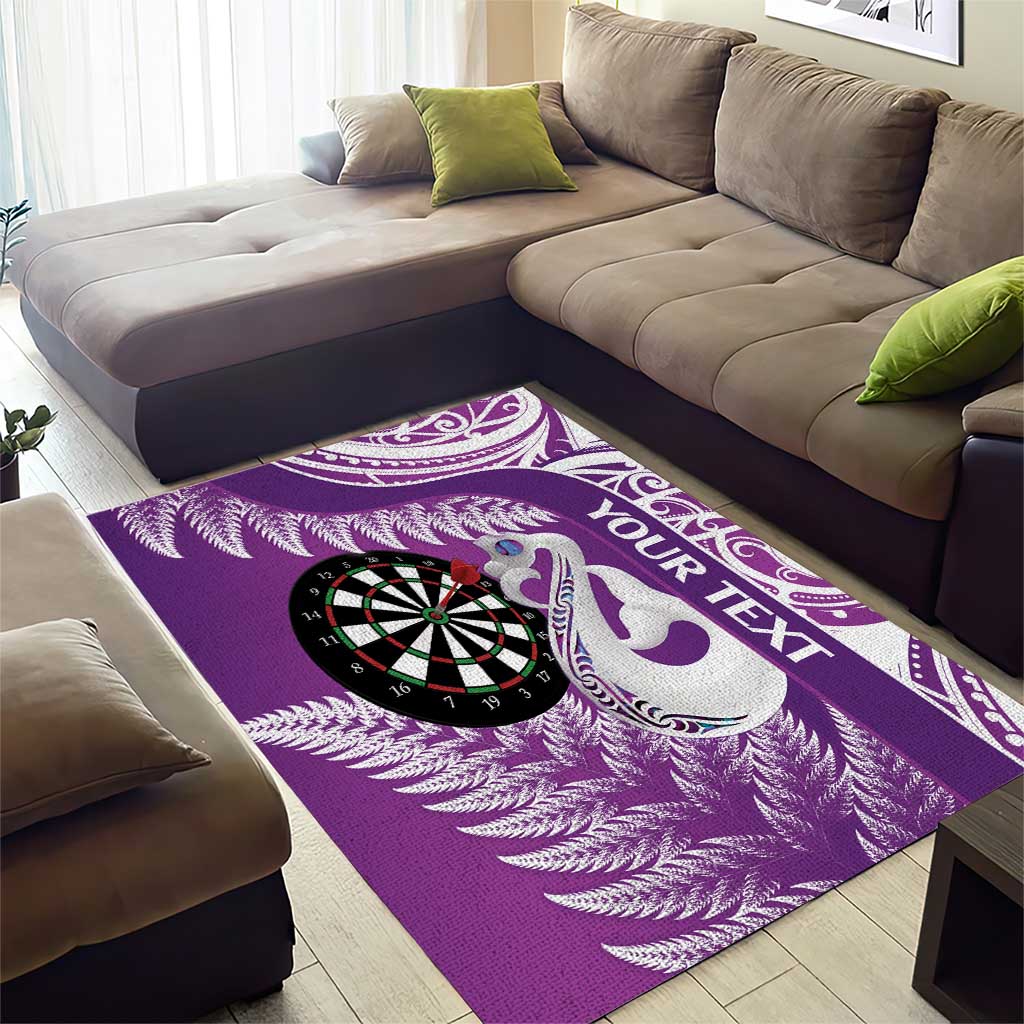 Personalised New Zealand Darts Area Rug Aotearoa Fern Mix Paua Shell Manaia - Purple - Vibe Hoodie Shop