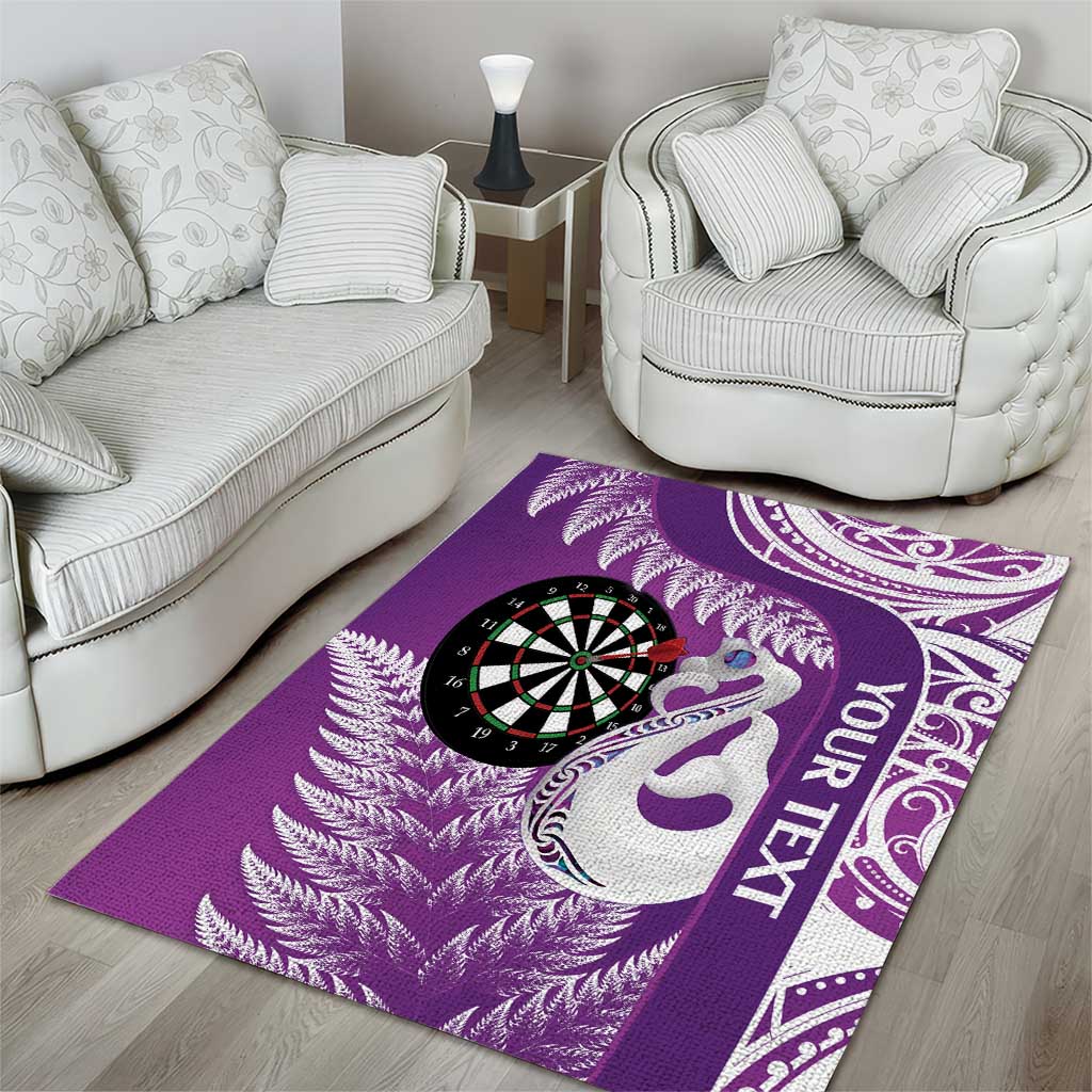 Personalised New Zealand Darts Area Rug Aotearoa Fern Mix Paua Shell Manaia - Purple - Vibe Hoodie Shop