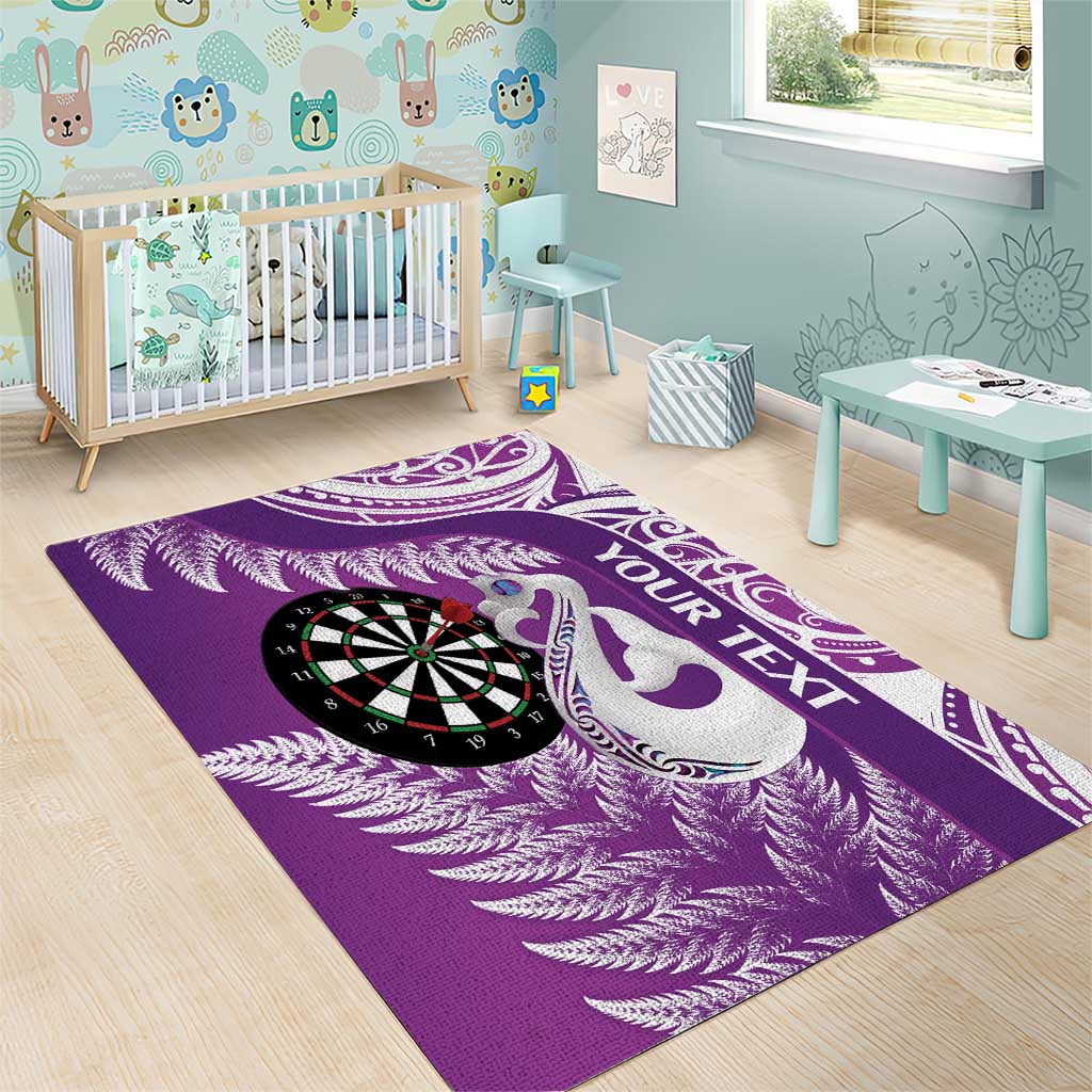 Personalised New Zealand Darts Area Rug Aotearoa Fern Mix Paua Shell Manaia - Purple - Vibe Hoodie Shop