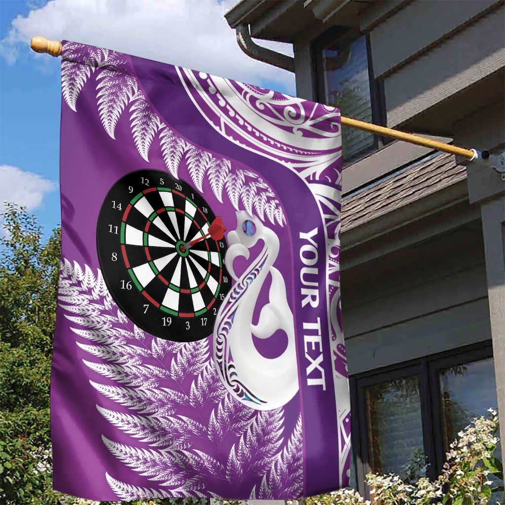 Personalised New Zealand Darts Garden Flag Aotearoa Fern Mix Paua Shell Manaia - Purple - Vibe Hoodie Shop