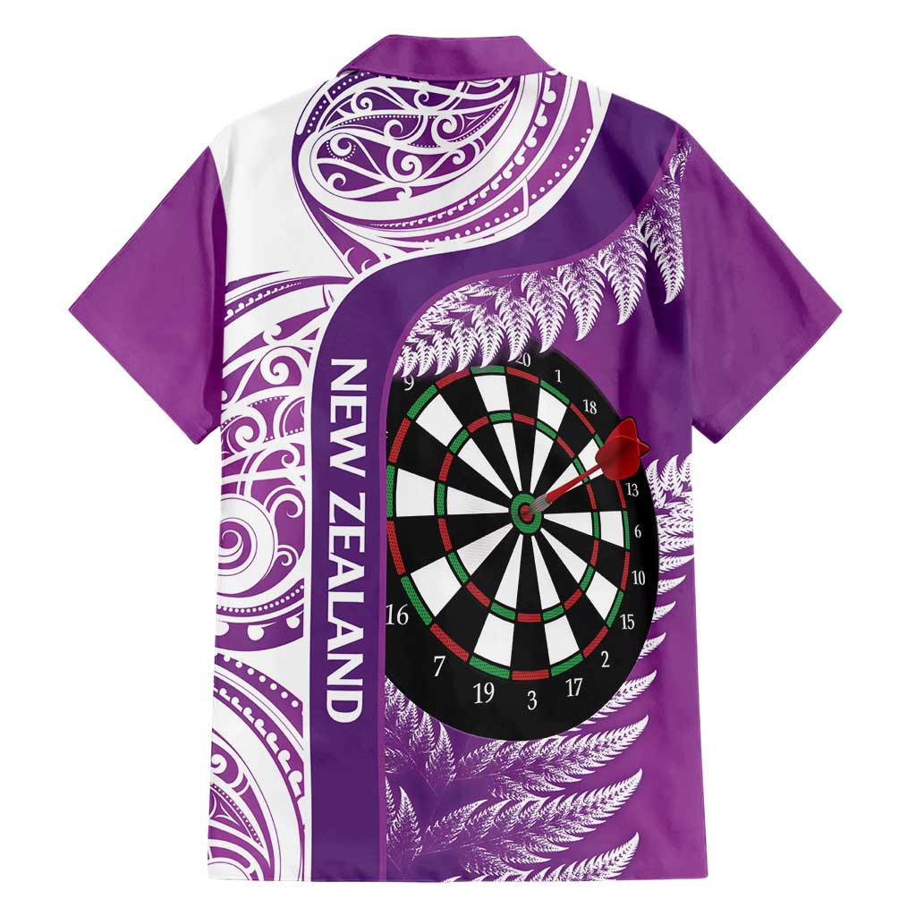 Personalised New Zealand Darts Hawaiian Shirt Aotearoa Fern Mix Paua Shell Manaia - Purple - Vibe Hoodie Shop