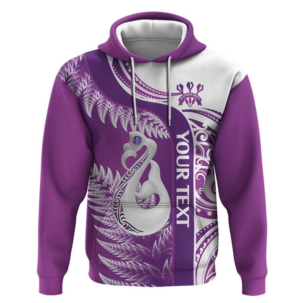 Personalised New Zealand Darts Hoodie Aotearoa Fern Mix Paua Shell Manaia - Purple - Vibe Hoodie Shop