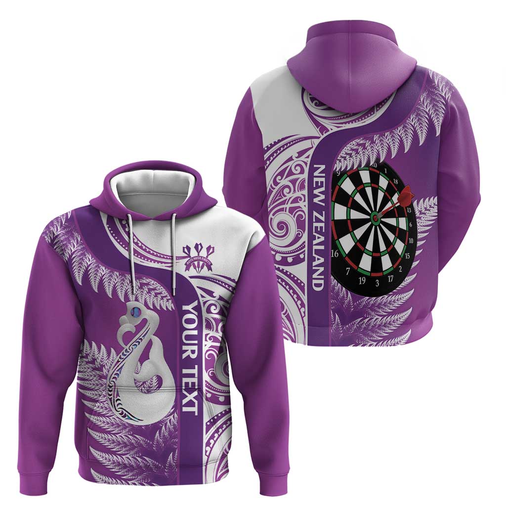 Personalised New Zealand Darts Hoodie Aotearoa Fern Mix Paua Shell Manaia - Purple - Vibe Hoodie Shop