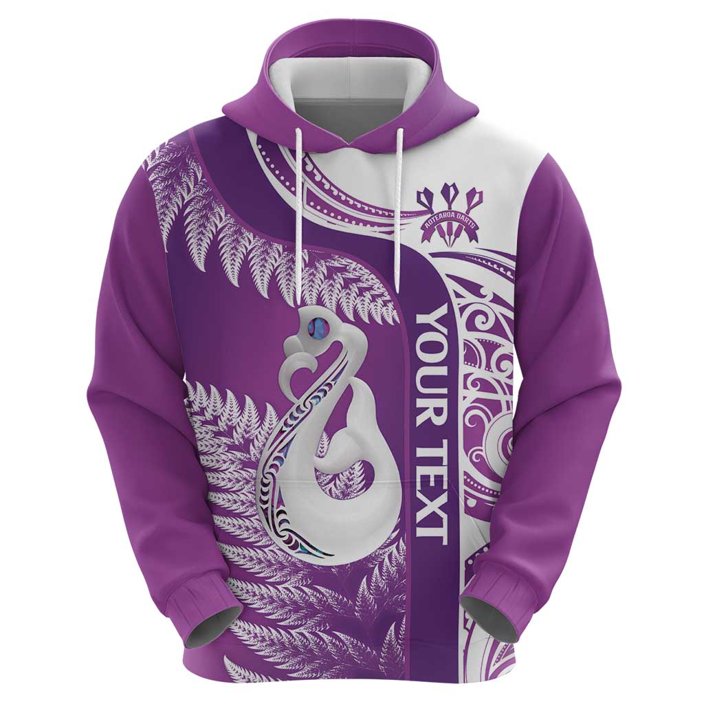 Personalised New Zealand Darts Hoodie Aotearoa Fern Mix Paua Shell Manaia - Purple - Vibe Hoodie Shop