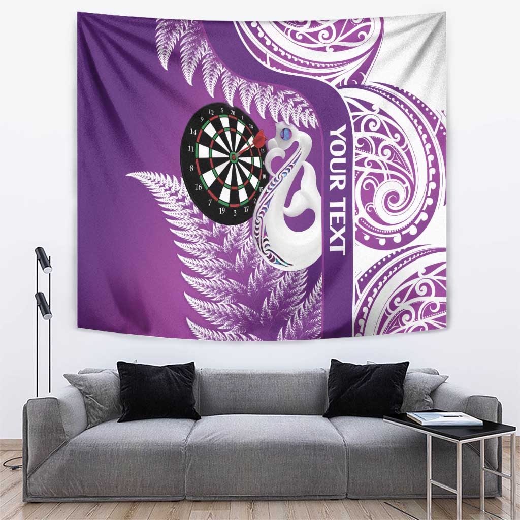 Personalised New Zealand Darts Tapestry Aotearoa Fern Mix Paua Shell Manaia - Purple - Vibe Hoodie Shop