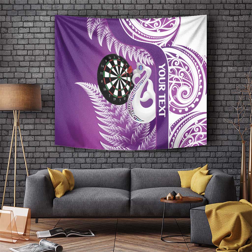 Personalised New Zealand Darts Tapestry Aotearoa Fern Mix Paua Shell Manaia - Purple - Vibe Hoodie Shop