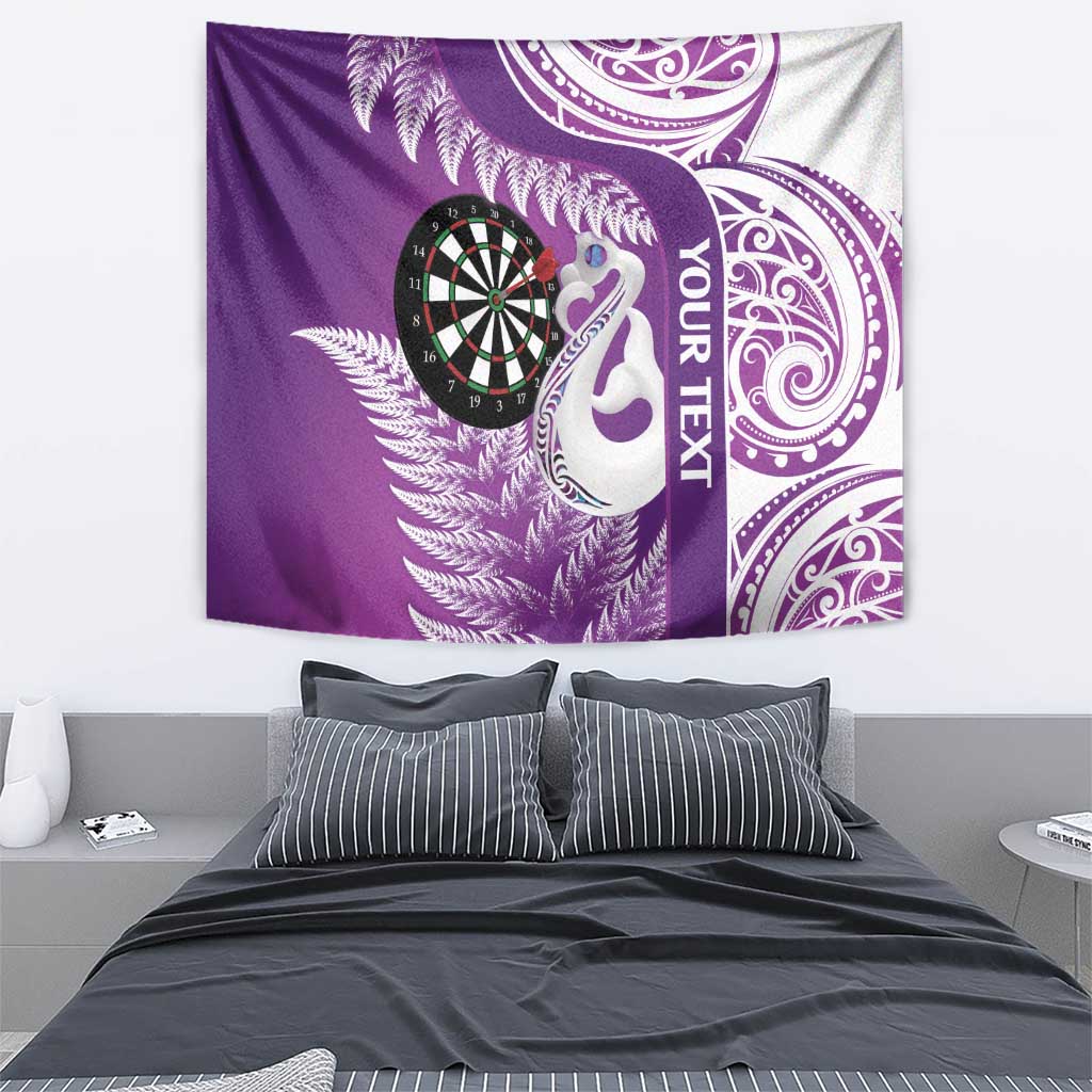 Personalised New Zealand Darts Tapestry Aotearoa Fern Mix Paua Shell Manaia - Purple - Vibe Hoodie Shop