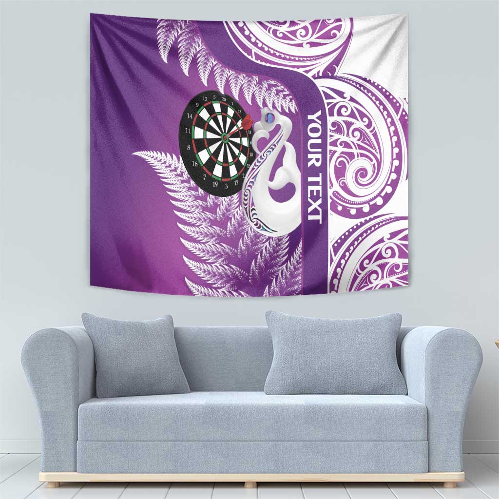 Personalised New Zealand Darts Tapestry Aotearoa Fern Mix Paua Shell Manaia - Purple - Vibe Hoodie Shop