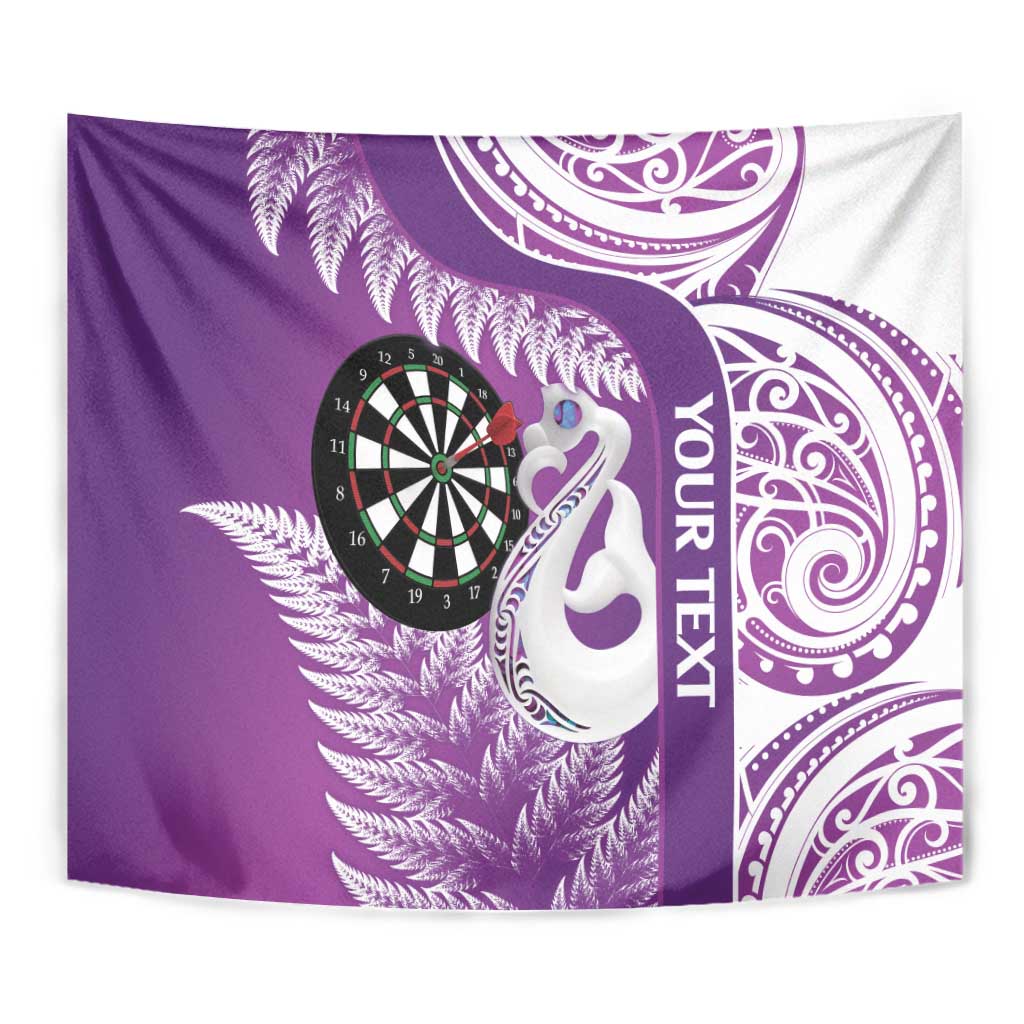 Personalised New Zealand Darts Tapestry Aotearoa Fern Mix Paua Shell Manaia - Purple - Vibe Hoodie Shop