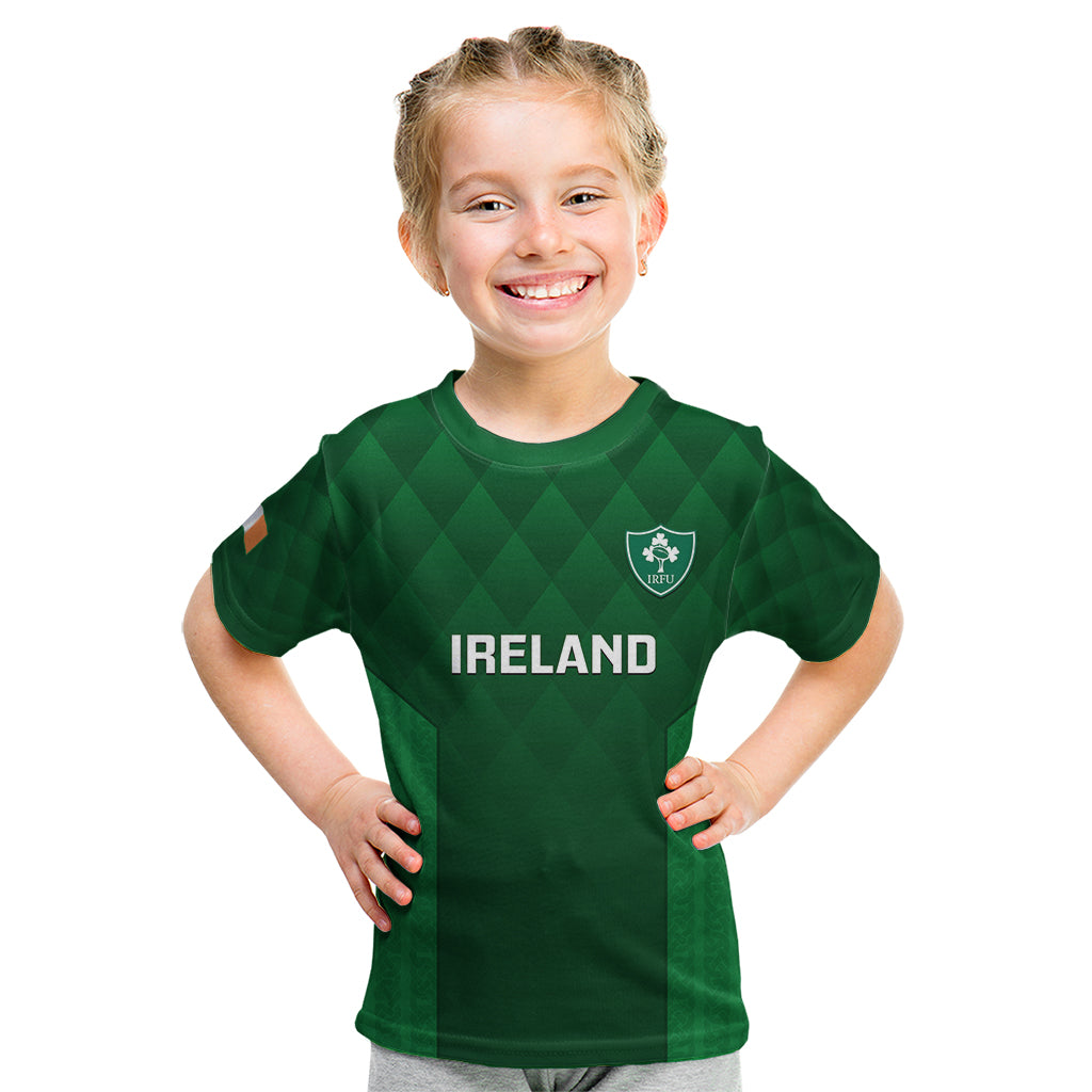 Ireland Rugby Kid T Shirt 2023 Go Shamrock World Cup Irish Celtic Pattern - Vibe Hoodie Shop