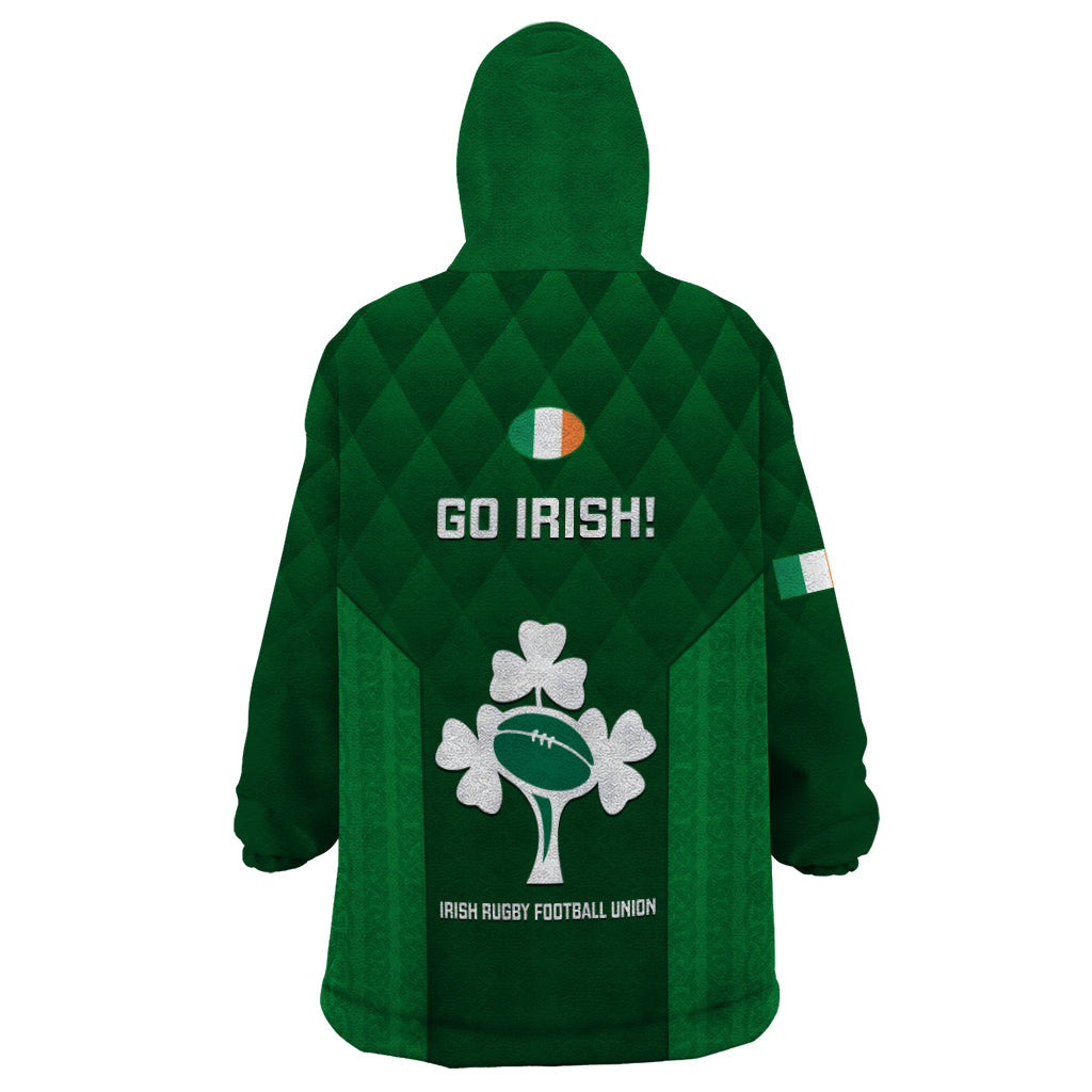 Ireland Rugby Wearable Blanket Hoodie 2023 Go Shamrock World Cup Irish Celtic Pattern - Vibe Hoodie Shop