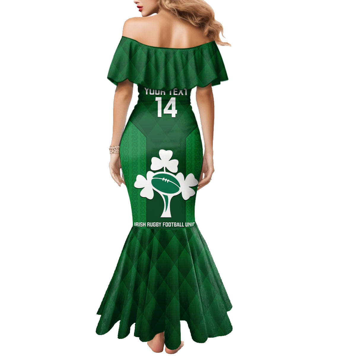 Custom Ireland Rugby Family Matching Mermaid Dress and Hawaiian Shirt 2023 Go Shamrock World Cup Irish Celtic Pattern LT14