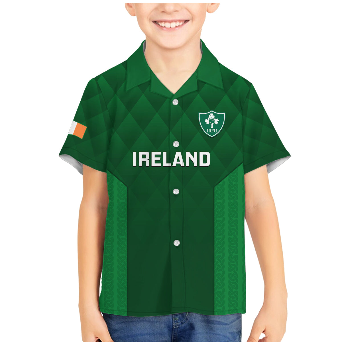 Custom Ireland Rugby Family Matching Mermaid Dress and Hawaiian Shirt 2023 Go Shamrock World Cup Irish Celtic Pattern LT14