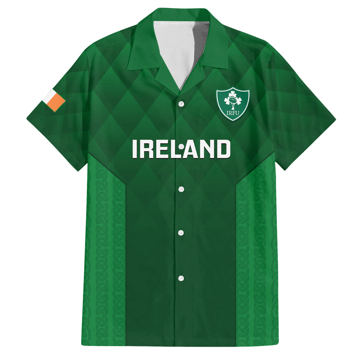 Custom Ireland Rugby Family Matching Off Shoulder Maxi Dress and Hawaiian Shirt 2023 Go Shamrock World Cup Irish Celtic Pattern LT14