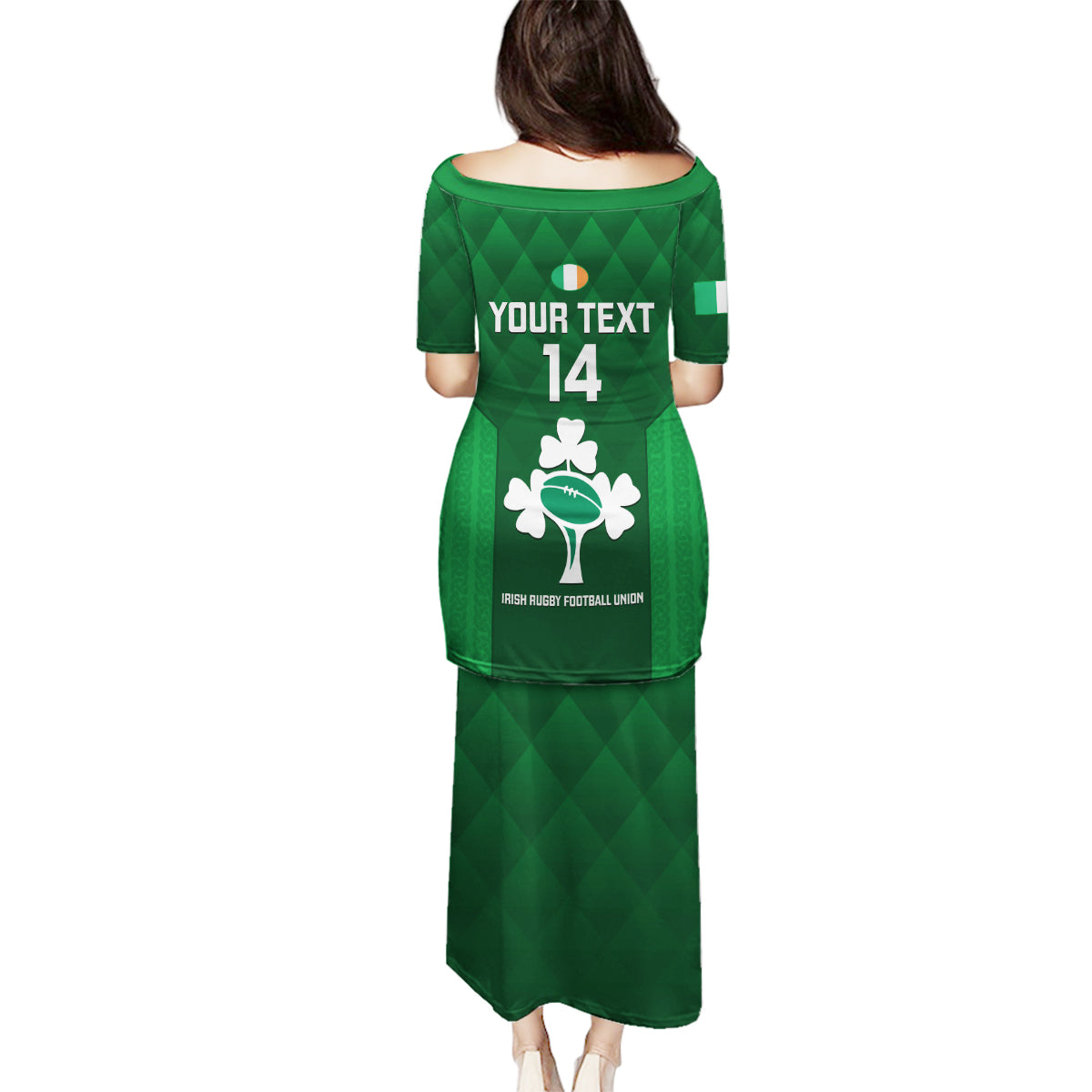 Custom Ireland Rugby Family Matching Puletasi Dress and Hawaiian Shirt 2023 Go Shamrock World Cup Irish Celtic Pattern LT14