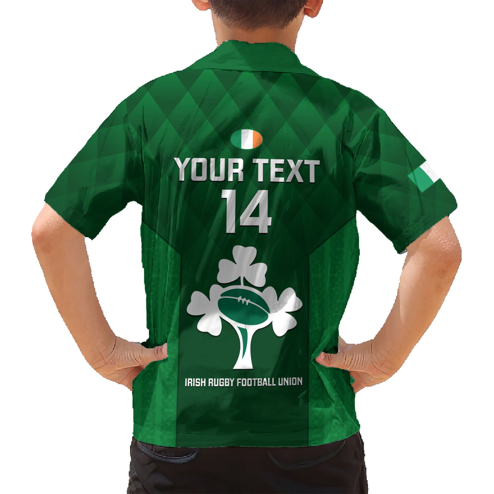 Custom Ireland Rugby Family Matching Short Sleeve Bodycon Dress and Hawaiian Shirt 2023 Go Shamrock World Cup Irish Celtic Pattern LT14