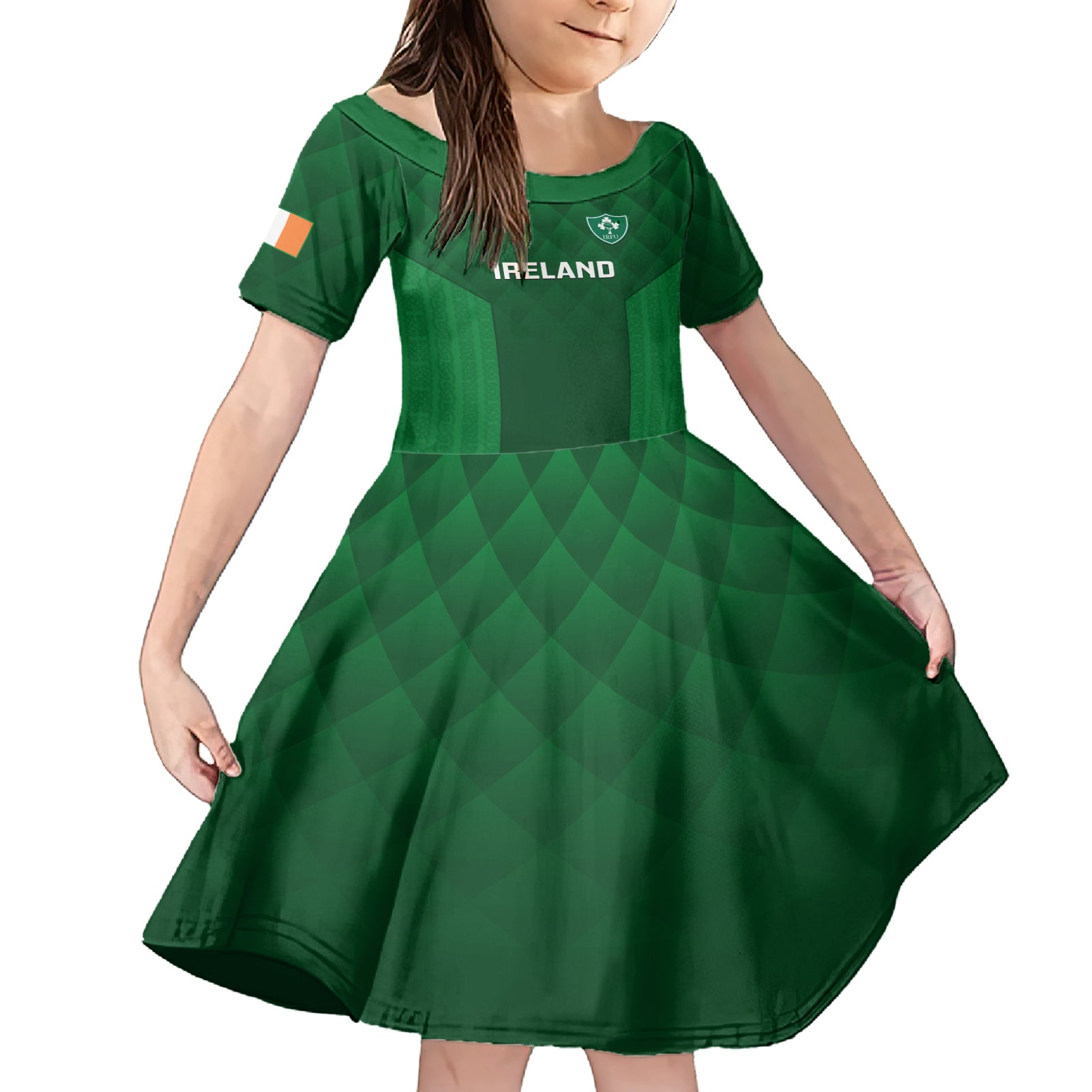 Custom Ireland Rugby Family Matching Short Sleeve Bodycon Dress and Hawaiian Shirt 2023 Go Shamrock World Cup Irish Celtic Pattern LT14