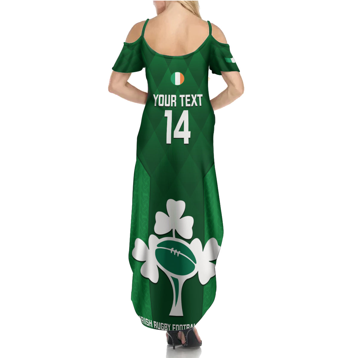 Custom Ireland Rugby Family Matching Summer Maxi Dress and Hawaiian Shirt 2023 Go Shamrock World Cup Irish Celtic Pattern LT14