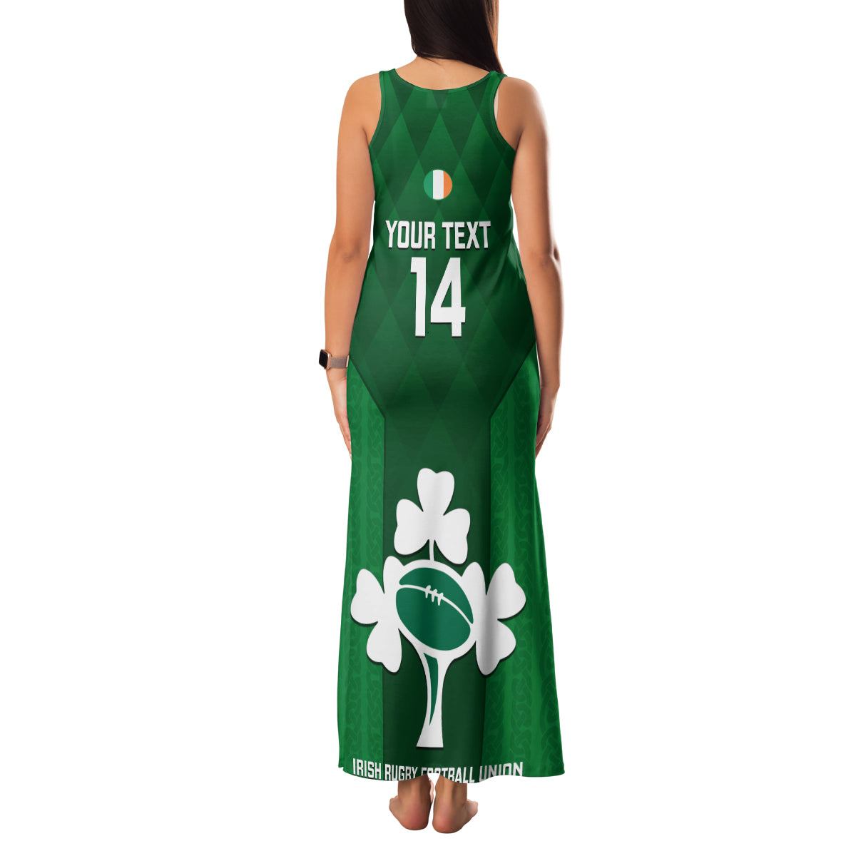 Custom Ireland Rugby Family Matching Tank Maxi Dress and Hawaiian Shirt 2023 Go Shamrock World Cup Irish Celtic Pattern LT14