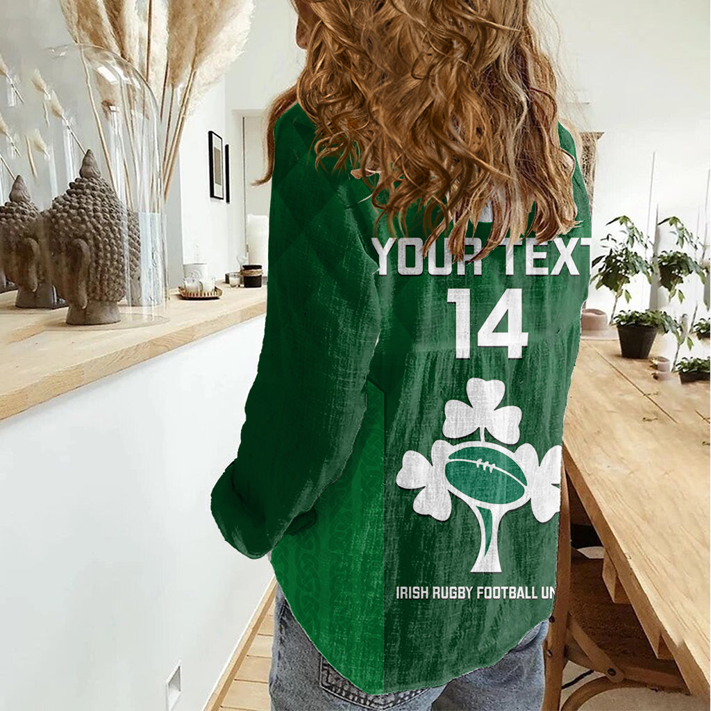 Custom Ireland Rugby Women Casual Shirt 2023 Go Shamrock World Cup Irish Celtic Pattern - Vibe Hoodie Shop