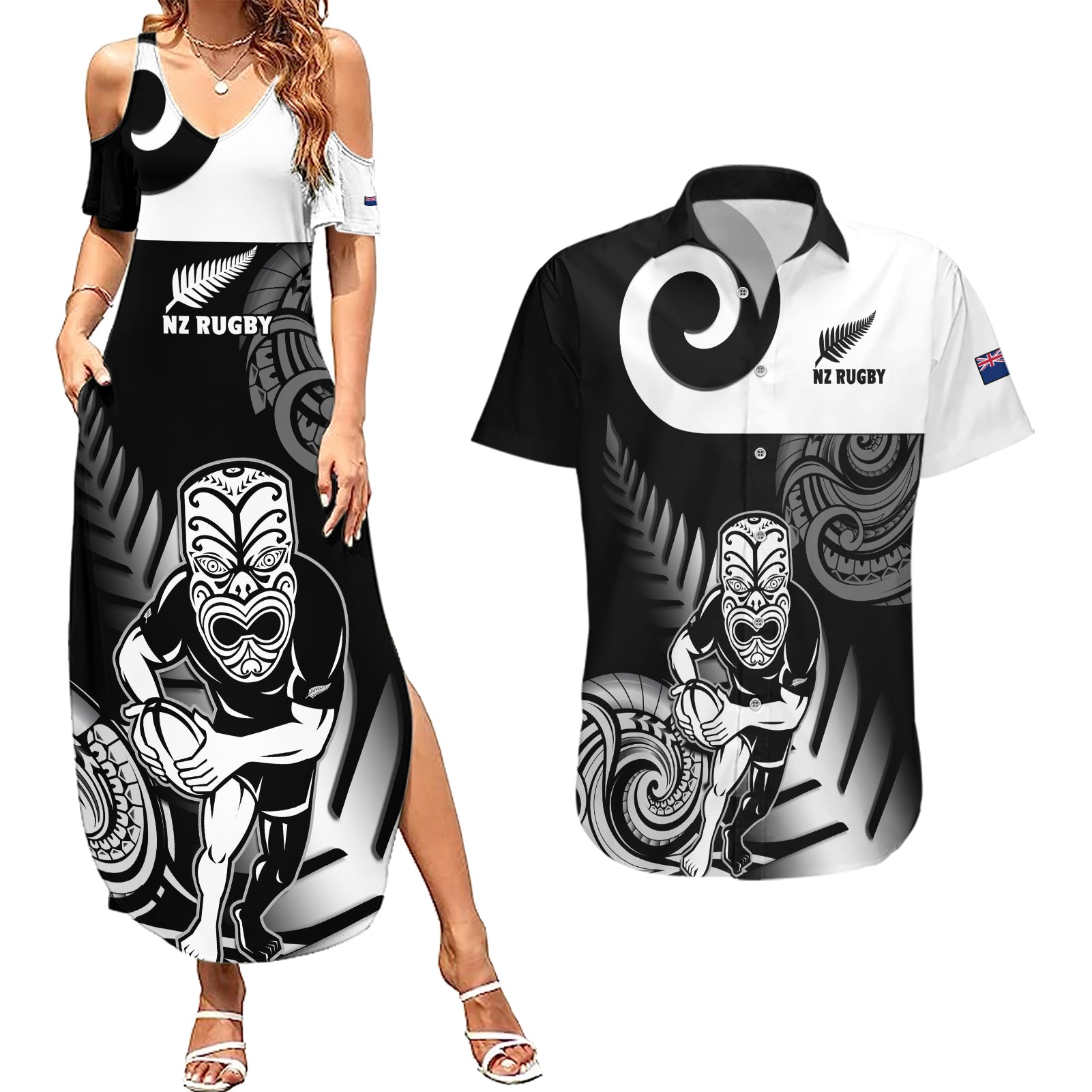 new-zealand-silver-fern-rugby-couples-matching-summer-maxi-dress-and-hawaiian-shirt-go-champions-nz-all-black-maori-koru