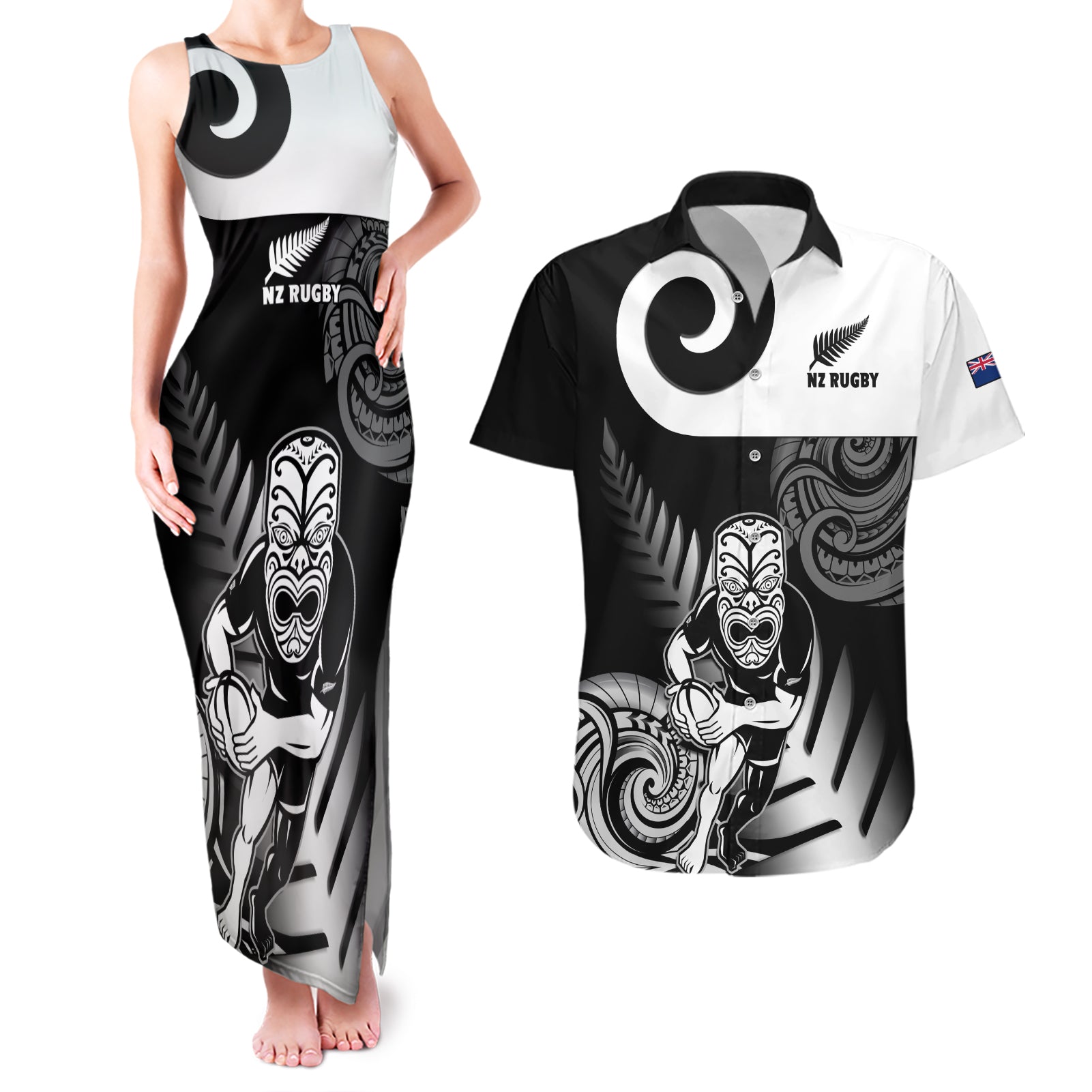 new-zealand-silver-fern-rugby-couples-matching-tank-maxi-dress-and-hawaiian-shirt-go-champions-nz-all-black-maori-koru