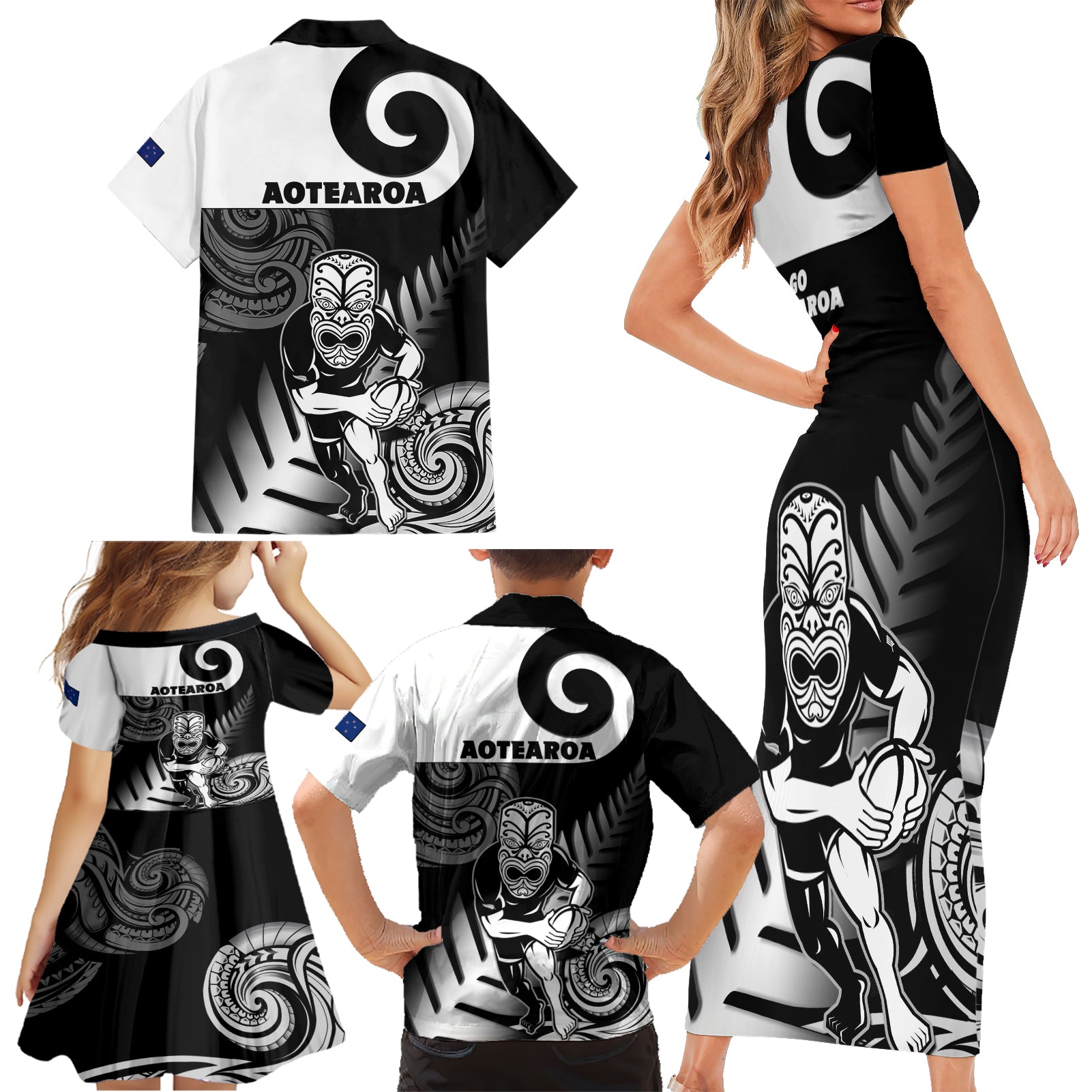 new-zealand-silver-fern-rugby-family-matching-short-sleeve-bodycon-dress-and-hawaiian-shirt-go-champions-nz-all-black-maori-koru