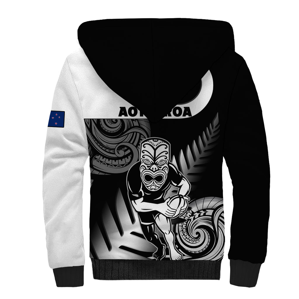 New Zealand Silver Fern Rugby Sherpa Hoodie Go Champions NZ All Black Maori Koru - Vibe Hoodie Shop
