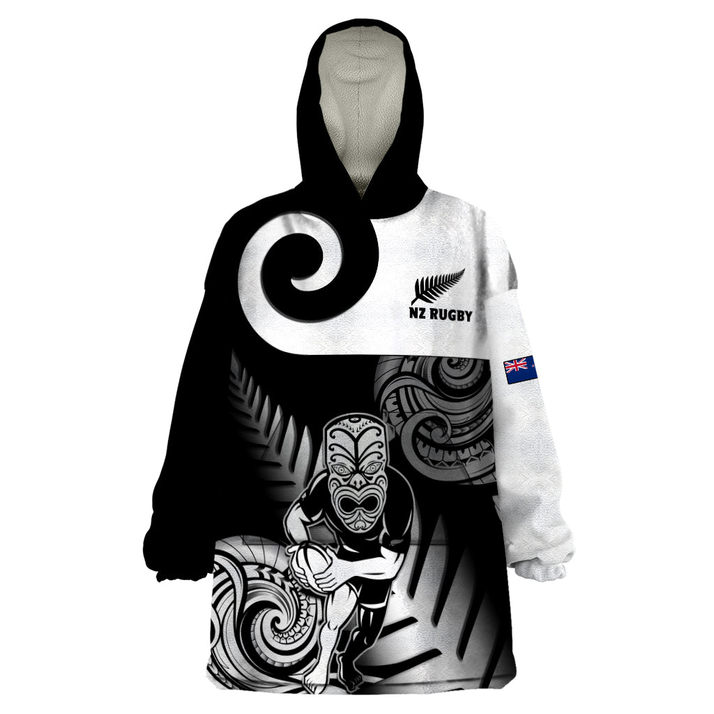 New Zealand Silver Fern Rugby Wearable Blanket Hoodie Go Champions NZ All Black Maori Koru - Vibe Hoodie Shop