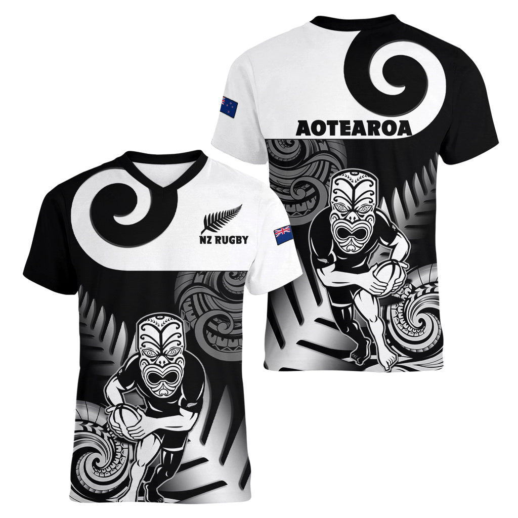 New Zealand Silver Fern Rugby Women V Neck T Shirt Go Champions NZ All Black Maori Koru - Vibe Hoodie Shop