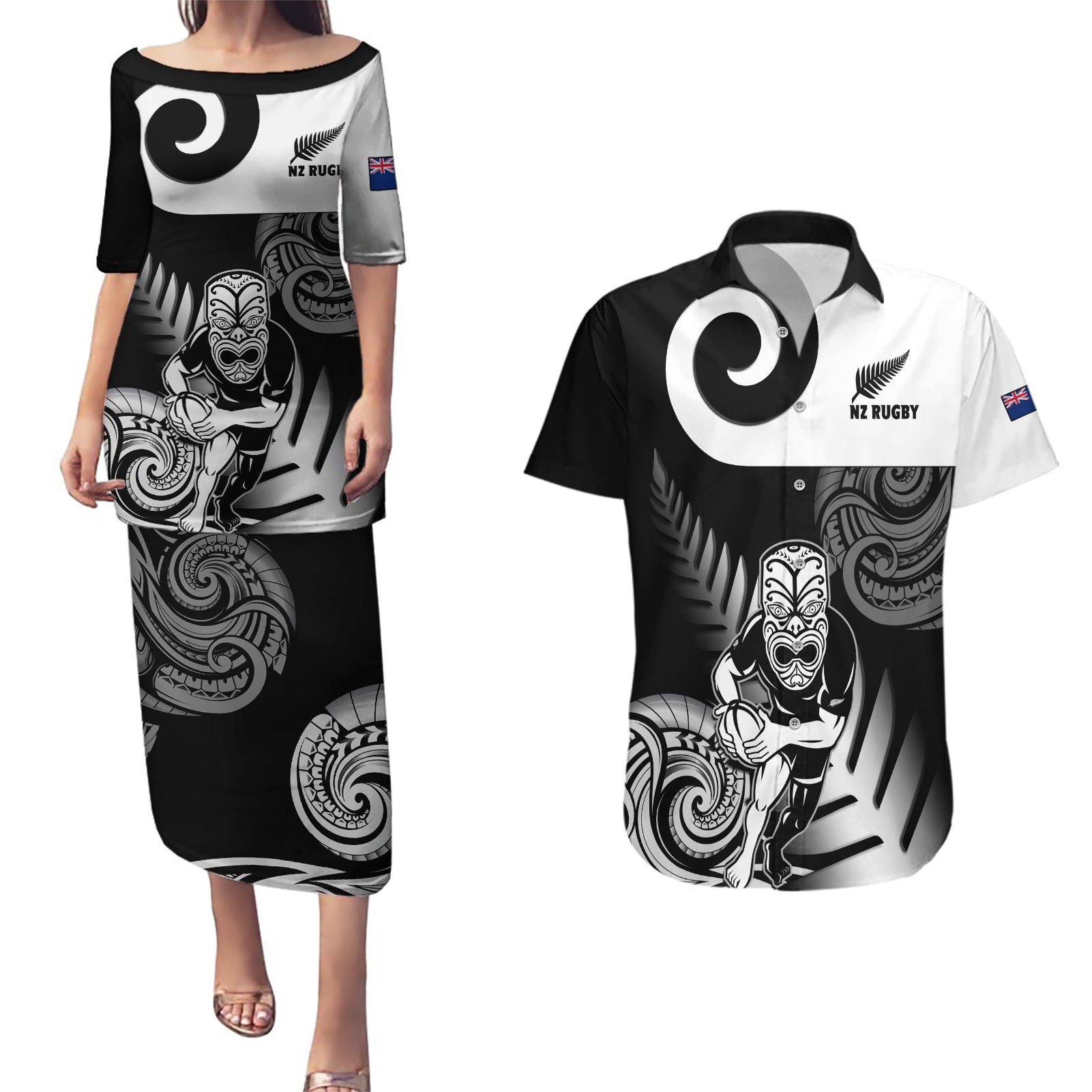 custom-new-zealand-silver-fern-rugby-couples-matching-puletasi-dress-and-hawaiian-shirt-go-champions-nz-all-black-maori-koru