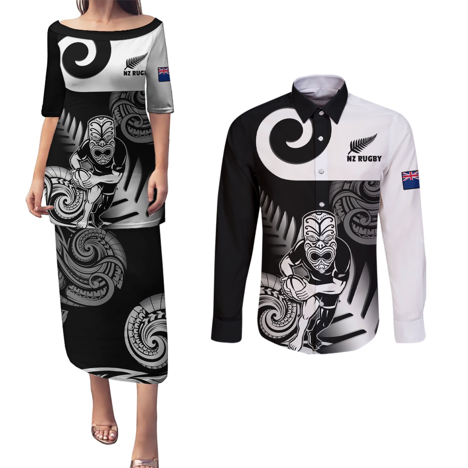 custom-new-zealand-silver-fern-rugby-couples-matching-puletasi-dress-and-long-sleeve-button-shirts-go-champions-nz-all-black-maori-koru