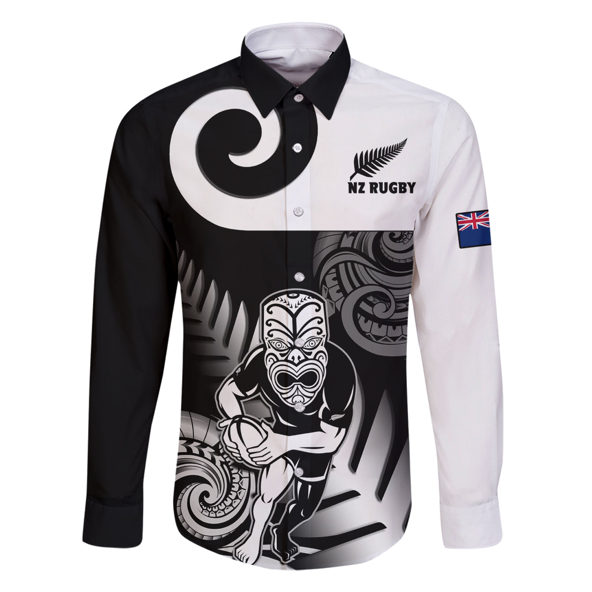 custom-new-zealand-silver-fern-rugby-family-matching-long-sleeve-bodycon-dress-and-hawaiian-shirt-go-champions-nz-all-black-maori-koru