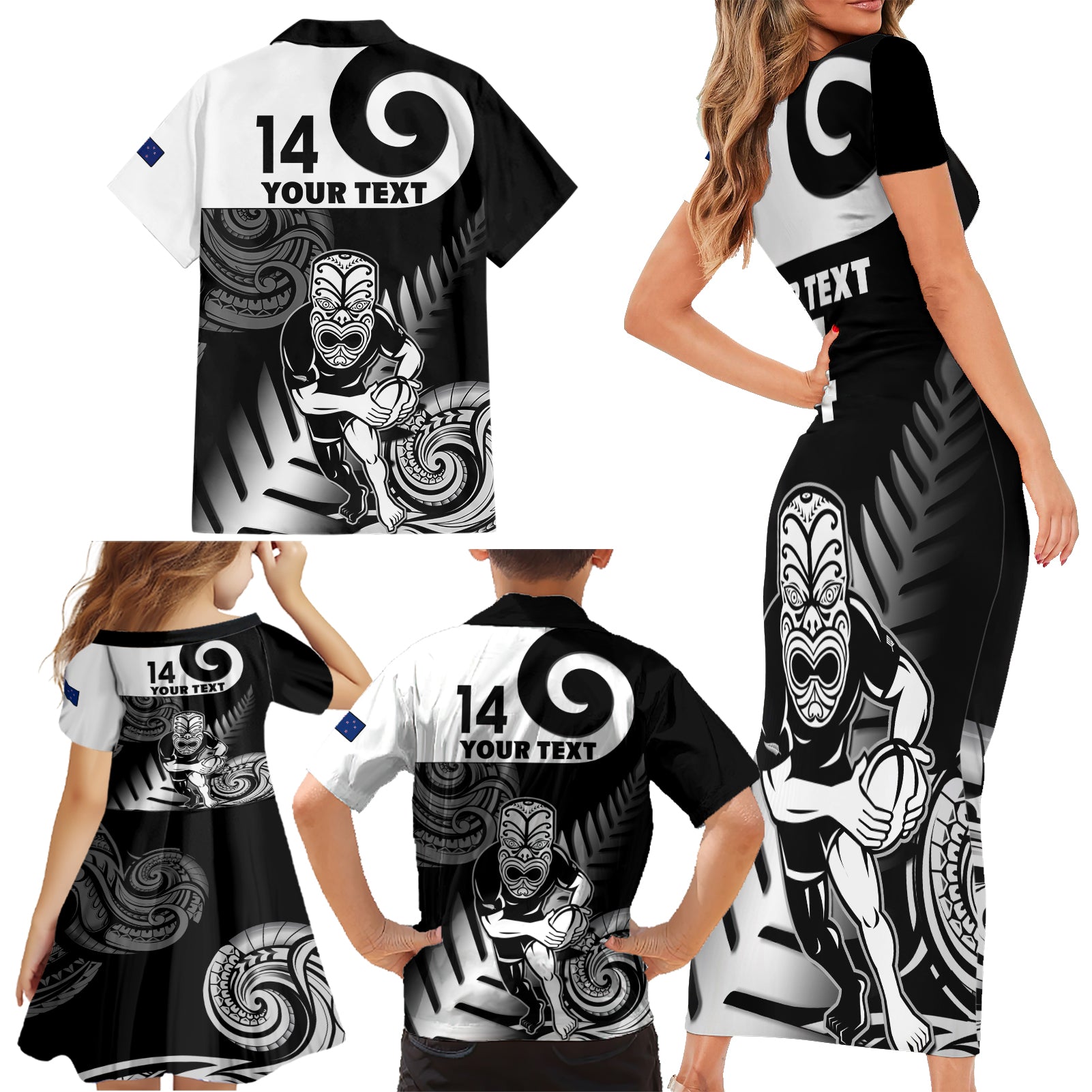 custom-new-zealand-silver-fern-rugby-family-matching-short-sleeve-bodycon-dress-and-hawaiian-shirt-go-champions-nz-all-black-maori-koru