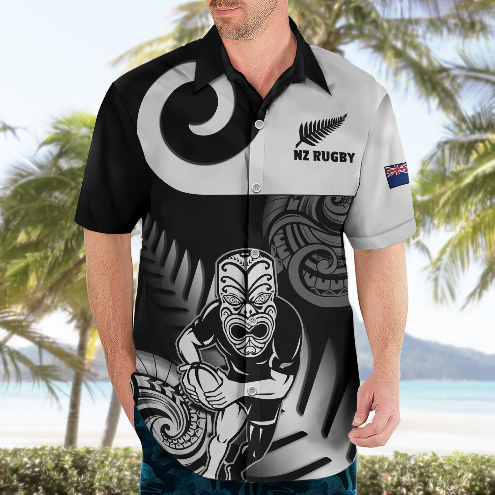 Custom New Zealand Silver Fern Rugby Hawaiian Shirt Go Champions NZ All Black Maori Koru - Vibe Hoodie Shop