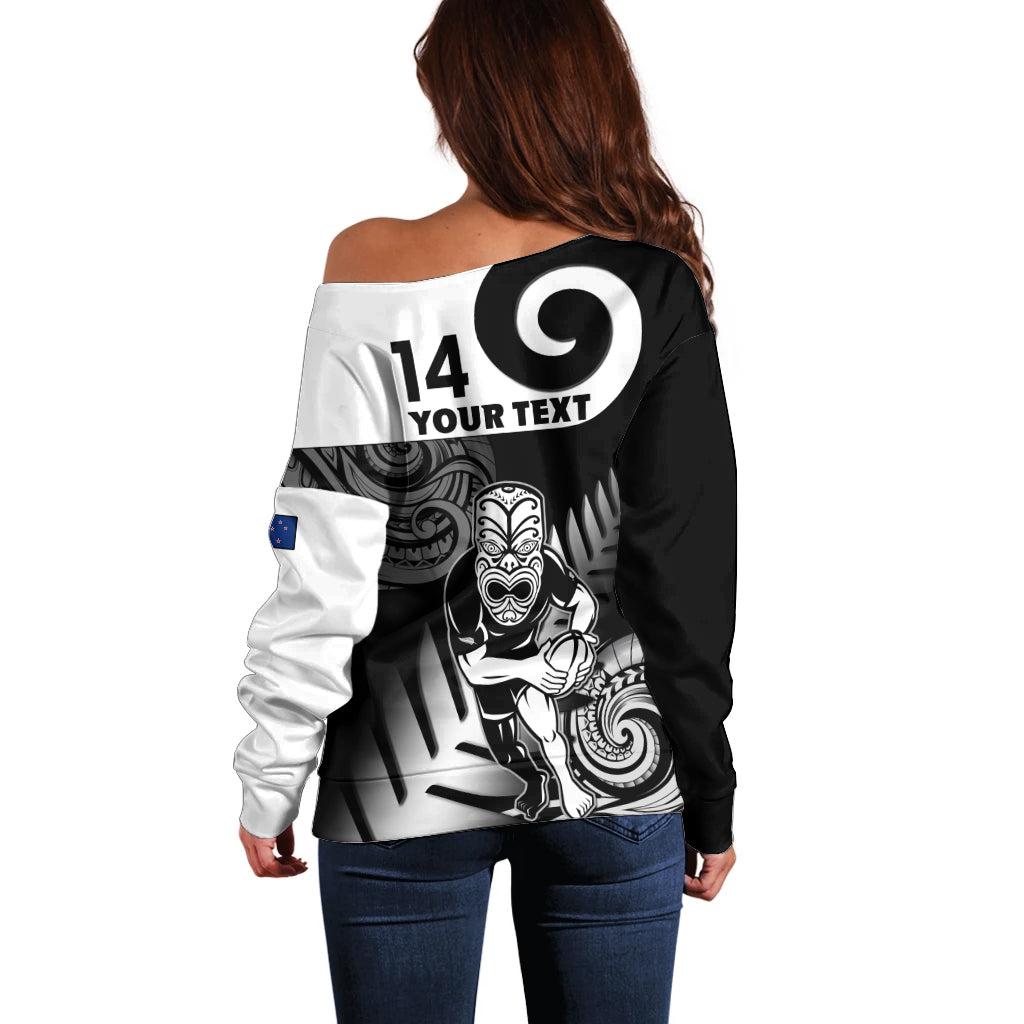 Custom New Zealand Silver Fern Rugby Off Shoulder Sweater Go Champions NZ All Black Maori Koru - Vibe Hoodie Shop