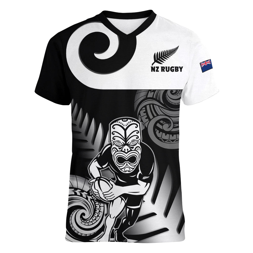 Custom New Zealand Silver Fern Rugby Women V Neck T Shirt Go Champions NZ All Black Maori Koru - Vibe Hoodie Shop